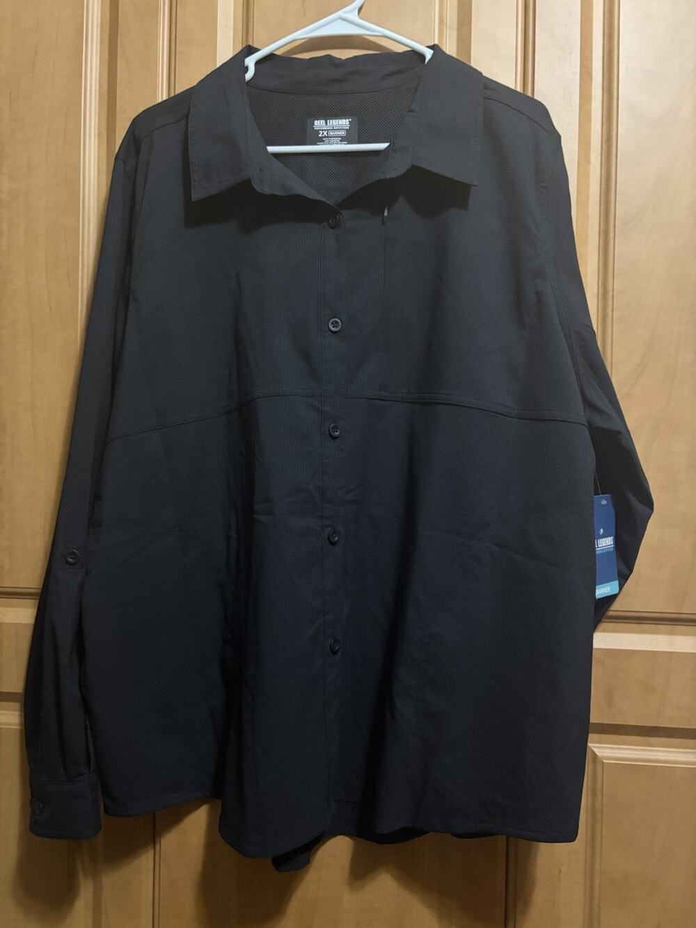 Reel Legends Saltwater Shirt Womens 2X Black Long Sleeve Vent Blouse Fishing Top